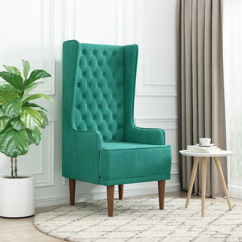 vidaXL Silla de respaldo alto con capitoné con botones Tuquesa (1/5)