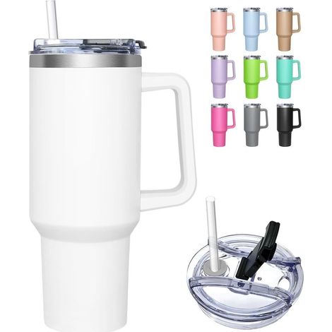 Taza térmica con tapa 2 en 1 de 1180 ml - Vaso de acero inoxidable con aislamiento térmico para bebidas frías y calientes (1/5)