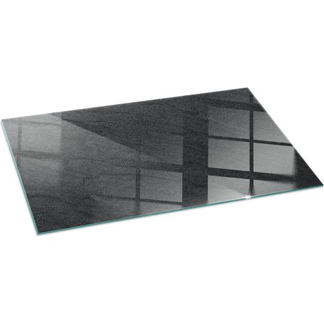 Grande Plaque de protection de sol en verre trempé pour cheminée et poêle à bois pare-feu contre les étincelles Texture surface pierre 140x70 cm (1/5)
