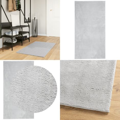 Tapis HUARTE à poils courts doux et lavable gris 60x110 cm - Tapissalon - Tapis Chambre - Tapis Décoratif - Tapis Pelouse - Tapis Épais - Home & Living
