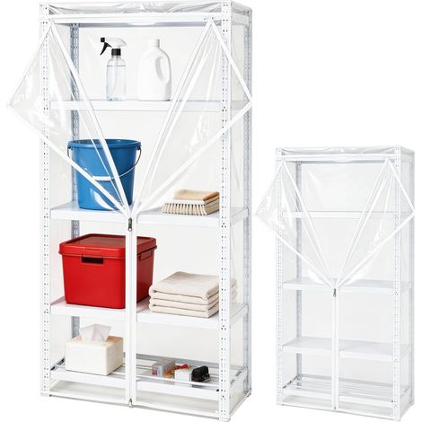 Housse de Protection Contre Poussière en PVC, 180x90x45cm Étagères Protection Housse avec Fermeture Éclair pour Mobilier de Jardin, Cuisines, Balcons et Étagères (1/5)