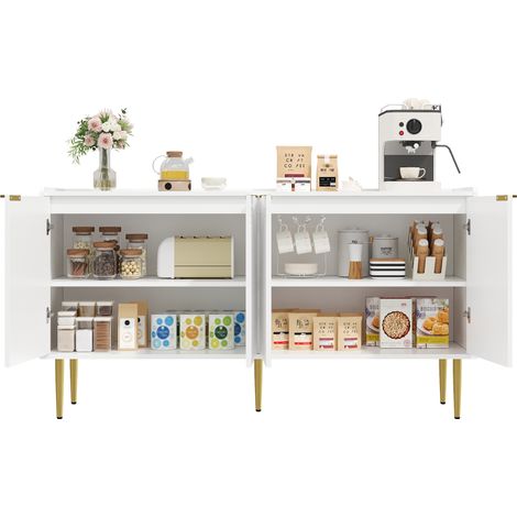 Buffet design épuré moderne, meuble de salon à rangement, 140 x 38 x 75 cm, armoire minimaliste (1/5)