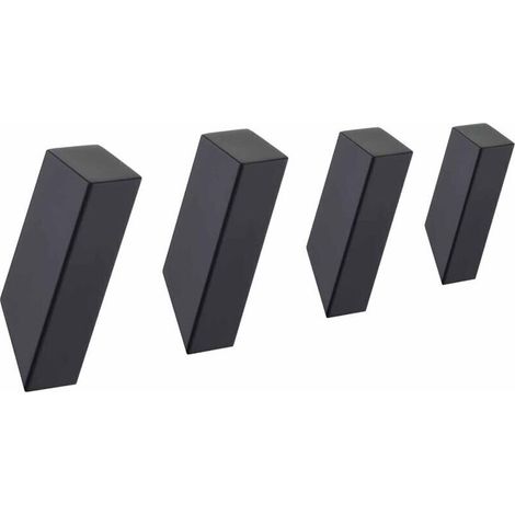Lot de 4 crochets muraux noirs mats en acier inoxydable très résistants et pour salle de bain, chambre à coucher, entrée, manteau, vestiaire, garage, montage mural