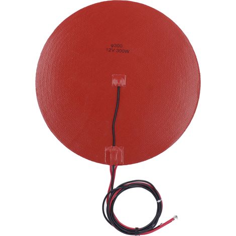 Tapis chauffant silicone 300W 300mm Ø avec thermistance NTC 100K pour plateau chauffant imprimante 3D, DC12V (1/5)