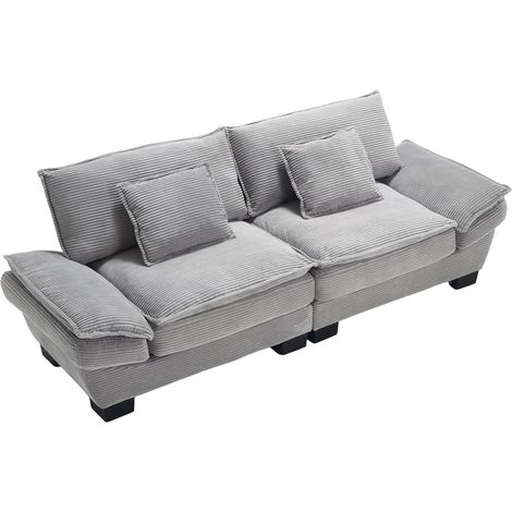 Sofá moderno de 2 plazas en terciopelo gris claro 224 x 81 x 81 cm (1/5)