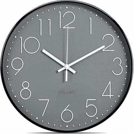 Horloge Murale analogique à Quartz silencieuse et silencieuse - 30 cm - sans tic-tac - Noir et Gris… (1/2)