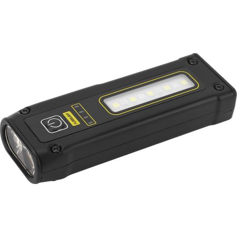 Lampe torche noire LED aimantée IPX4 étanche USB-C rechargeable 1500mAh avec lumière d'alerte rouge bleue (1/5)