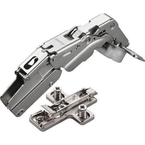 2 x Salice Topfband 155° Serie 200 mit Dämpfer im Topf Bohrbild T52 Innenanschlag mit Kreuz-Montageplatte Höhe 3 mm mit vormontierten Euroschrauben, Exzenterverstellung Topfscharnier von SOTECH (1/5)