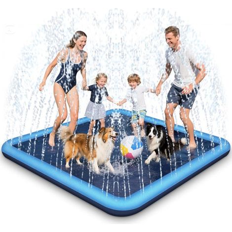 Tapis d’eau pour enfants carré 200 cm – Jeu aquatique extérieur avec jets d’eau, arroseur rafraîchissant été jardin (1/4)