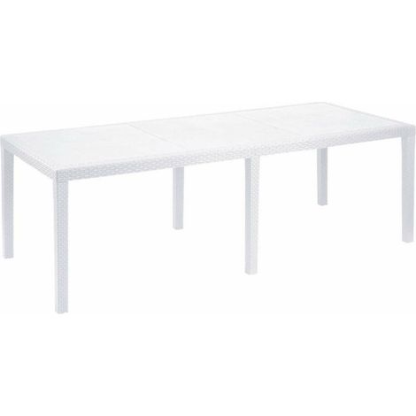 Dmora Gartentisch Roma, Rechteckiger ausziehbarer Esstisch, ausziehbarer Gartentisch in Rattan-Optik, 100 % Made in Italy, Cm 150x90h72, Weiß