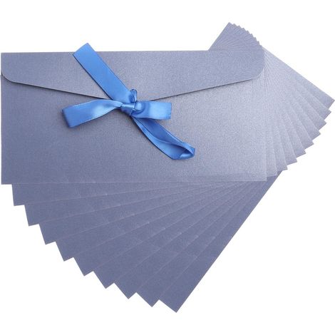 Enveloppe avec ruban rétro - Bleu Lac - Papier kraft aux reflets nacrés - 10 pièces - Mariage et fête (1/5)