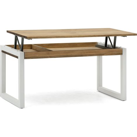 Mesa Elevable iCub 100x50x49cm tablero 18mm ECO Blanca en madera maciza de pino acabado vintage estilo industrial Box Furniture