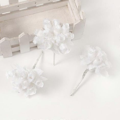 Lot de 12 mini roses artificielles en soie, idéales pour la décoration intérieure, les mariages, les couronnes et les cadeaux.12 pièces blanches (1/5)
