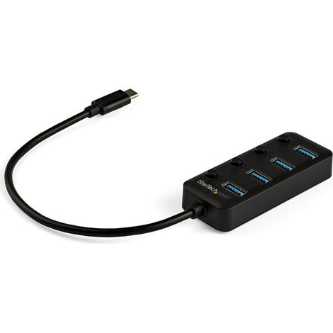 StarTech.com Hub USB-C a 4 porte - USB type C a 4 porte USB 3.0 type A con interruttori individuali On/Off - SuperSpeed 5Gbps (1/5)