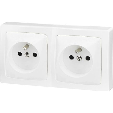 Legrand – Prise de courant 2 x 2P+T ASL à borne automatique en saillie – Thermoplastique brillant – Fixation avec vis – 2,5mm²