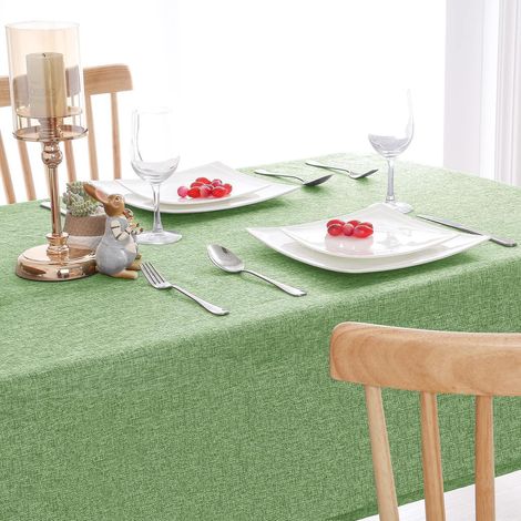 Tischdecke Outdoor Wetterfest Leinenoptik Abwaschbar Grün 135x240 cm