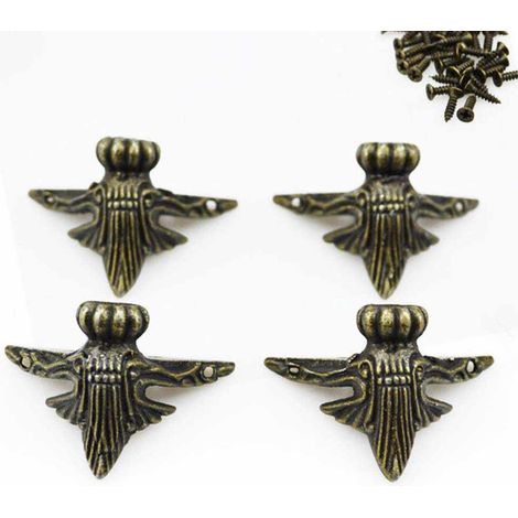 Legs For Wooden Box - Zinc Alloy Antique Brass Corner Feet - 42x30mm - For Jewelry Box Gift Box Storage Case - 4 Pieces (1/5)