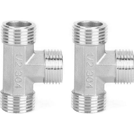 Raccord en T en acier inoxydable- filetage extérieur G1/2- raccord de tuyauterie durable avec joint étanche- convient aux tuyaux- matériaux de construction- gaz et autres applications.
