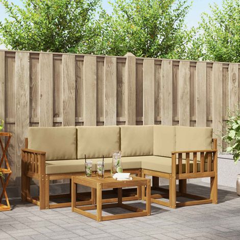 vidaXL Set di divani da esterno con cuscino 5 pcs Naturale e