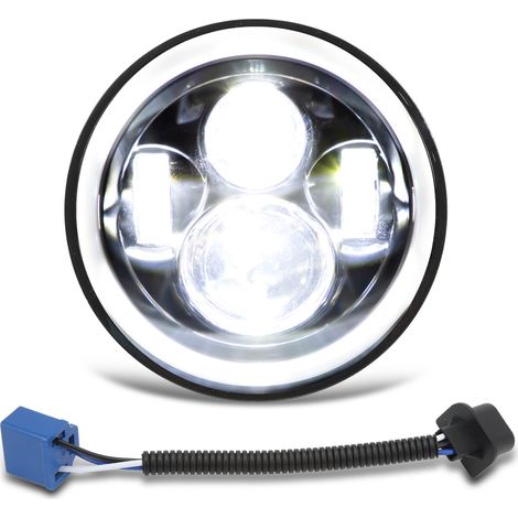 Phare LED œil d'ange pour moto, 7 pouces, lumière blanche et jaune, remplacement universel pour Road Star