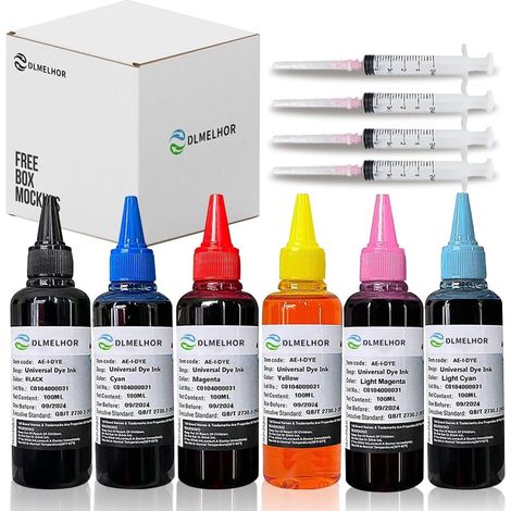 Kit de recharge d'encre universelle pour imprimante à jet d'encre EPN Canon HP Brother Lexmark Samsung Dell Kodak Cartouches rechargeables Système CISS CIS 6 couleurs 100 ml par flacon (1/5)