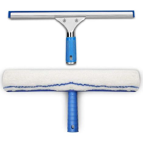 Kit de nettoyage de vitres, raclette à vitres et chiffon en microfibre, raclette de douche avec lèvre en caoutchouc, outil de nettoyage de vitres, raclette Aquablade 35 cm