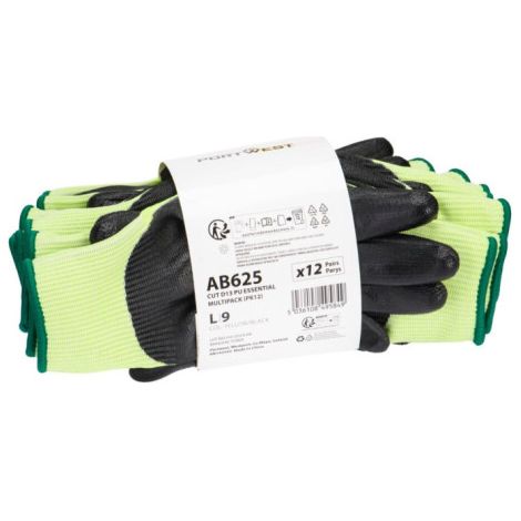 Multipack esencial de PU Cut D13 (Pack 12) PORTWEST AB625 XXL Amarillo/Negro
