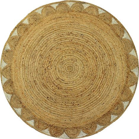 Tapis rond forme fleur 100% jute - D. 200 cm - Naturel - INDIRA (1/3)