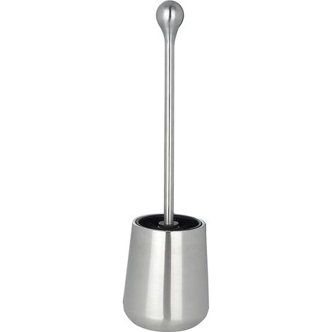 Brosse WC hygiénique en Acier Inoxydable avec Picots en Silicone Argenté Mat Design Ouvert Dimensions (l x H x P) : 11,5 x 40 x 11,5 cm (1/3)