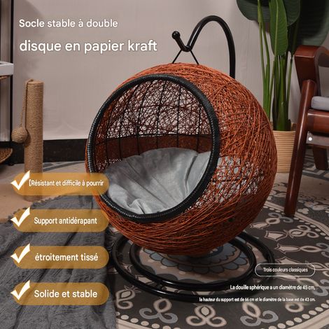 Panier en rotin pour chat, balancelle toutes saisons, hamac pour animaux, lavable, panier tendance, lit pour chat, panier semi-fermé pour chien