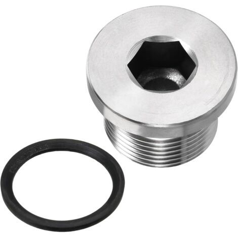Bouchon tuyau en acier inoxydable M24 x 1,5, raccord à tête hexagonale interne Accessoires tuyauterie, idéal pour terminer les extrémités tuyaux (argent) -