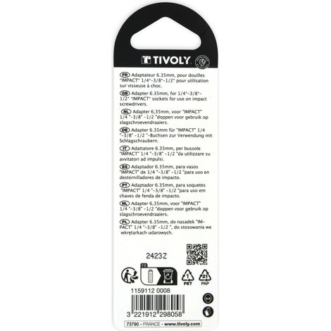 Tivoly • Set di 3 adattatori HEXA 6.35MM IMPACT per prese quadrate femmina 1/2" 3/8" 1/4"  (1/2)