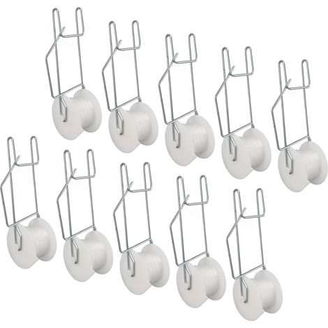 Lot de 10 crochets pour rouleaux à tomates, fil d'acier galvanisé, polypropylène résistant à la chaleur, gain de place, 15 m de ficelle, pour treillis de vigne, concombres, luffas, raisins (1/5)