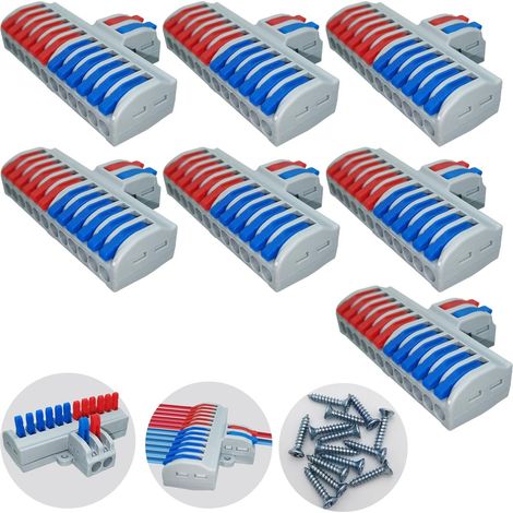 Bornes de Connexion, Bornes de Lustre Enfichables, 7pièces 2 en 12 sorties Rapide Connecteurs électriques, Connecteurs de fils compacts pour circuit inlining (1/5)