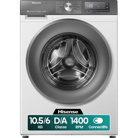 Hisense WD3S1043BW7 lavasciuga Libera installazione Caricamento frontale Bianco