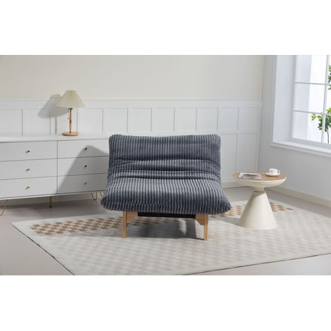 1816, Pouf adulte sans accoudoirs, fauteuil d'appoint confortable en tissu côtelé pour salon et chambre, avec dossier, une place (1/4)