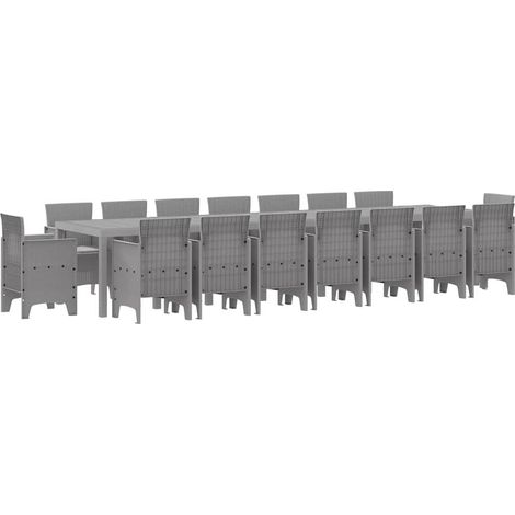 Maison Exclusive - Set da pranzo da giardino con cuscini 17 pz Grigio chiaro PP (1/5)