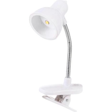Tischleuchte – Kompakte weiße Schreibtischlaterne mit stabilem Clip, augenschonendes LED-Leselicht für Arbeitszimmer, Nachttisch und Laptops