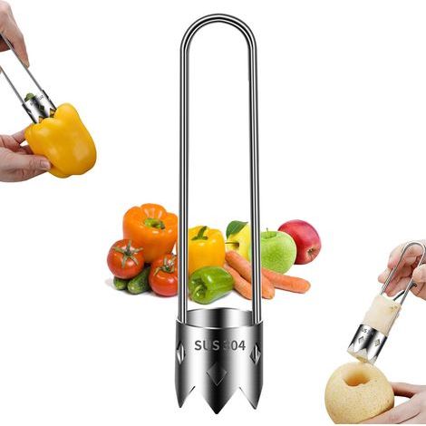 Paprikakernentferner, universeller Obstkernentferner aus Edelstahl 2024, Obst- und Gemüseentkerner, Küchenzubehör für Äpfel, Birnen, Tomaten, (1/5)