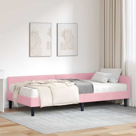 vidaXL Eckbettgestell mit Matratze Sonstiges 2 pcs Grau Samt (1/5)