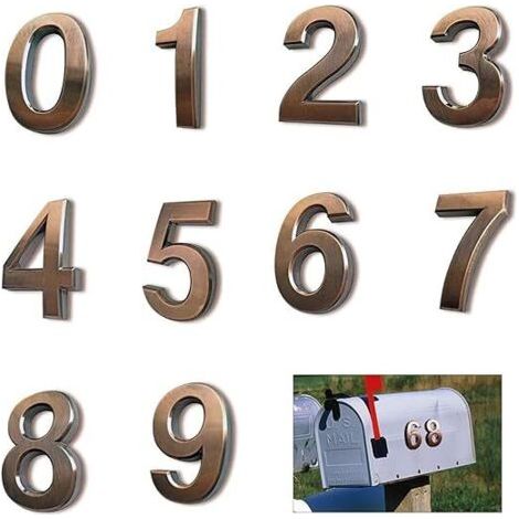 Lot de 10 numéros de porte auto-adhésifs 3D – Plastique ABS résistant aux intempéries – Dimensions 2,5 x 2,5 pouces – Pour maison et appartement - 10pcs