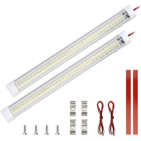12V Barre de lumière intérieure à LED Eclairage Voiture Lumineuse avec Interrupteur Marche/arrêt 1200LM Blanche Barre de Bande Lampe pour Van Camping Camion Bateau 2PCS, Blanc, W33/H3/L3, (auto-1) (1/5)