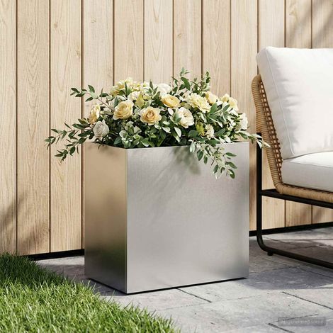 vidaXL Macetero de Jardín Plateado 50 x 30 x 40 cm Acero inoxidable (1/5)
