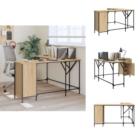 Bureau chêne sonoma 141x141x75 cm bois d'ingénierie - Bureau Informatique - Bureau Design - Bureau Moderne - Bureau En Bois - Bureau L (1/5)