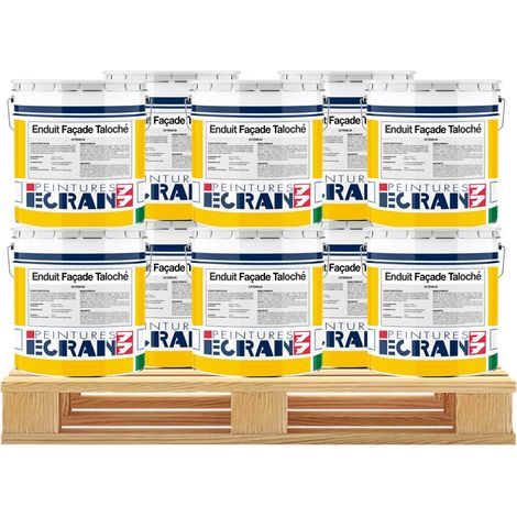 Enduit façade taloché hydrofuge – Protection mur extérieur – Renforce les murs – Masque les défauts – Application facile – 25 Kg