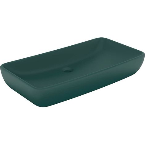 Lavabo Lusso Rettangolare Verde Scuro Opaco 71x38 cm Ceramica vidaXL