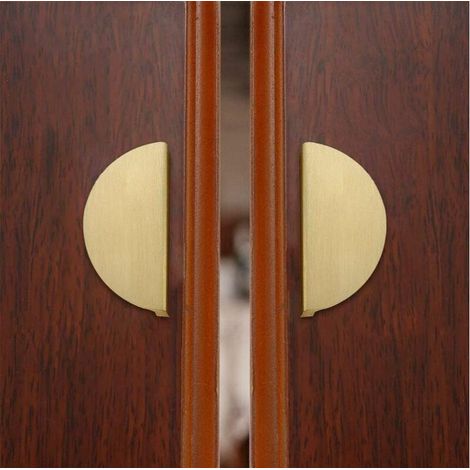 Lot de 2 poignées de tiroir en laiton doré demi-rond en forme de lune cuisine chambre meubles porte d'armoire poignées de tiroir en aluminium 78 37 20mm (1/4)