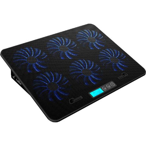 Bureau de refroidissement pour PC portable, réglage d'angle à cinq niveaux, refroidissement rapide et silencieux, support dissipateur thermique avec écran LCD intelligent, ventilateur à faible bruit. (1/5)