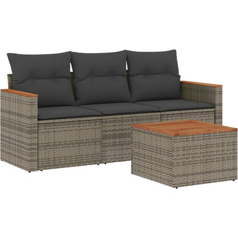 Maison Exclusive - 4-tlg. Garten-Sofagarnitur mit Kissen Grau Pol