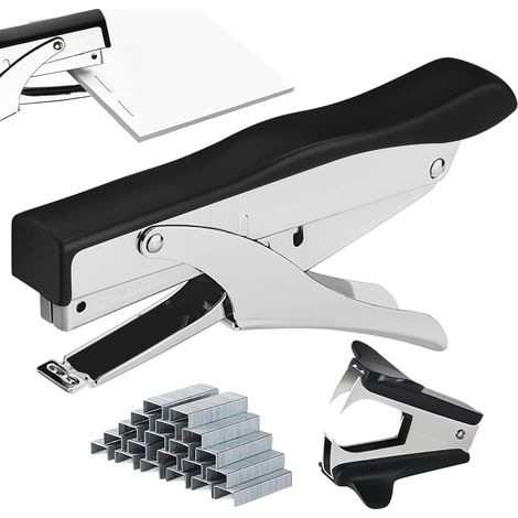 Agrafeuse de bureau avec 5000 agrafes et extracteur d'agrafes, capacité de 35 feuilles, grande agrafeuse à main, pour bureau, école, maison, bureau, accessoires (1/5)
